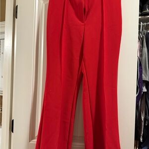 Vibrant Red Wide-Leg Trousers